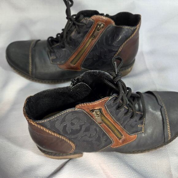 Remonte D4378-16 womens fashion comfort short boots, size 39/8.5, blue & brown - Picture 5 of 8